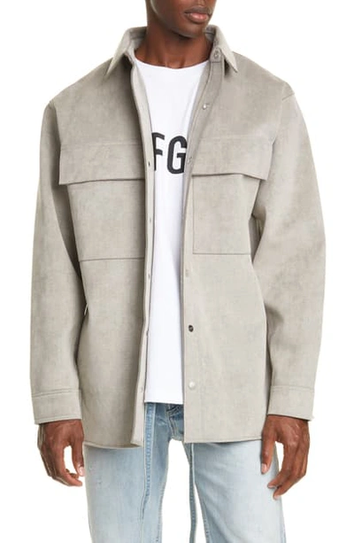 Fear Of God Sueded Shirt Jacket In Heather Grey