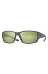 Maui Jim Unisex Local Kine Polarized Rectangular Sunglasses, 61mm In Khaki/ Brown/ Black