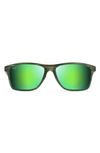 Maui Jim Unisex Onshore Polarized Rectangular Sunglasses, 58mm In Olive Stripe Fade