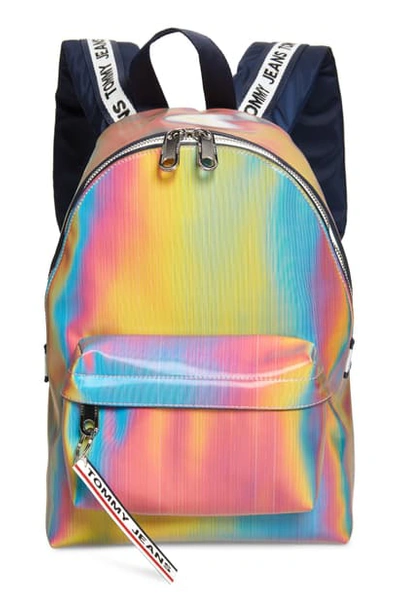 Tommy Jeans Logo Tape Holographic Backpack In Rainbow Holo ModeSens