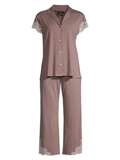 Natori 2-piecelux Shangrila Pajama Set In Chocolate