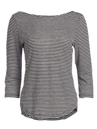 Frame Weekender Striped Linen T-shirt In Noir Multi