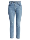 AGOLDE Nico High-Rise Slim-Fit Crop Ankle Distressed Jeans