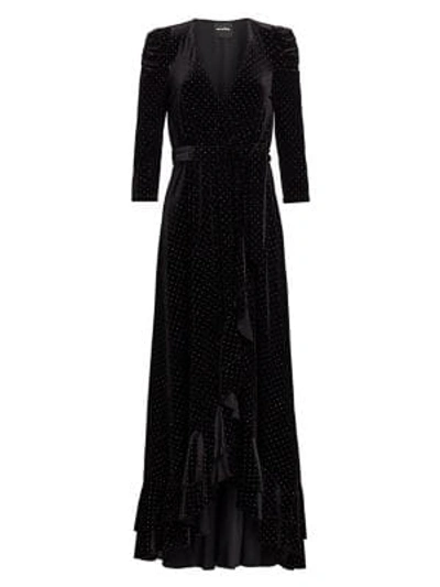 Retroféte Retrofête Flora Rhinestone Velvet Wrap Dress In Black