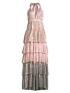 LOVESHACKFANCY Clarissa Tiered Metallic Gingham Maxi Dress