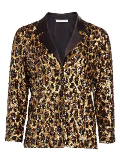 Alice And Olivia Women's Keir Sequin Leopard Print Top