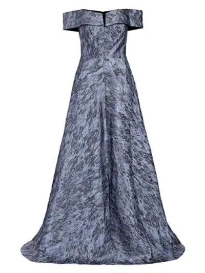 Rene Ruiz Collection Off-the-shoulder A-line Gown In Periwinkle