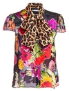 ALICE AND OLIVIA WOMEN'S JEANIE FLORAL & LEOPARD PRINT SILK BLEND BLOUSE,0400011627831