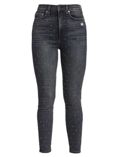 Alice And Olivia Good High Rise Ankle Skinny Jeans In Black Magic