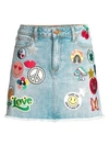 ALICE AND OLIVIA Good High-Rise Patch A-Line Denim Skirt