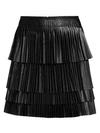 ALEXIS Briana Leather Pleated Tiered Skirt