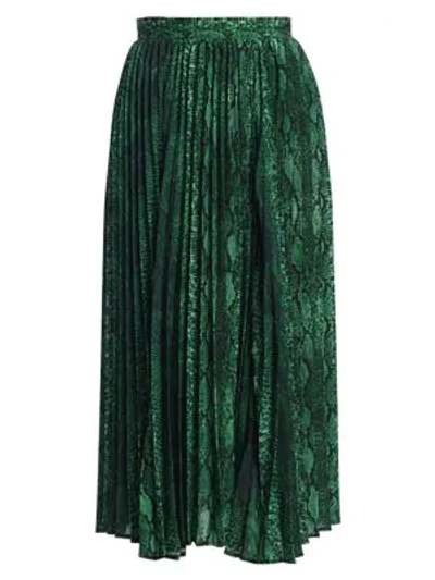 Andamane Becky Snake-print Pleated Skirt In Snake Verde