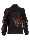 RED VALENTINO Ruffle High-Neck Floral Blouse