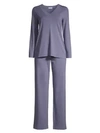 Hanro Women's Champagne Long-sleeve Pajama Set In Ocean Melange