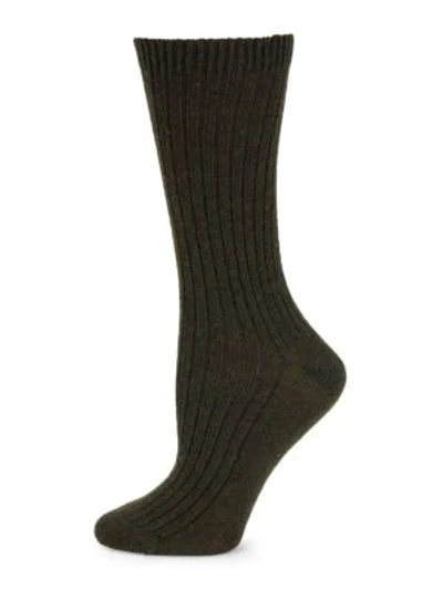 Hanro Wool Blend Socks In Strong Olive