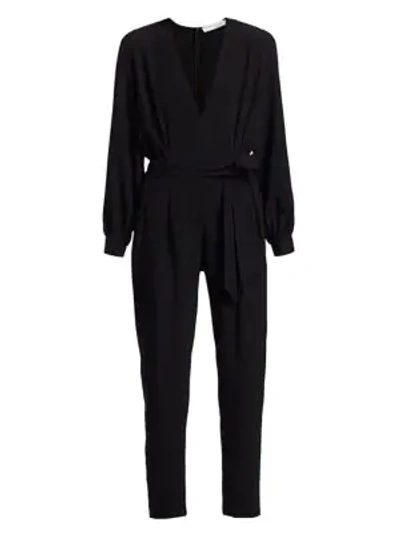 Iro Julliaca Belted Pleated Crepe Jumpsuit In Black