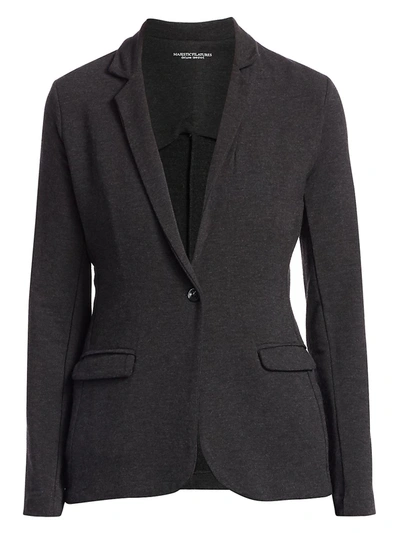 Majestic French Terry Single-button Blazer In Anthracite Chine