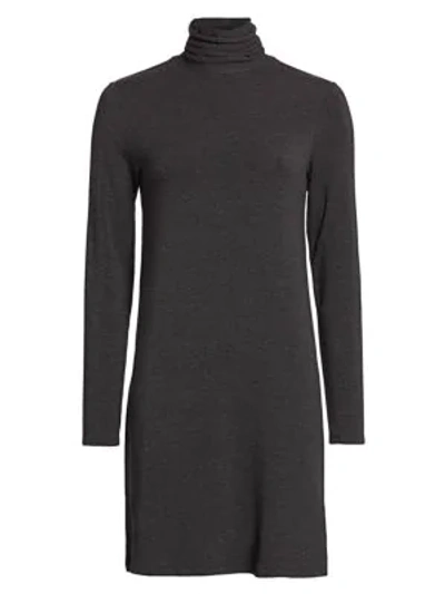 Majestic Viscose-elastane French Terry Turtleneck Dress In Anthracite Chine