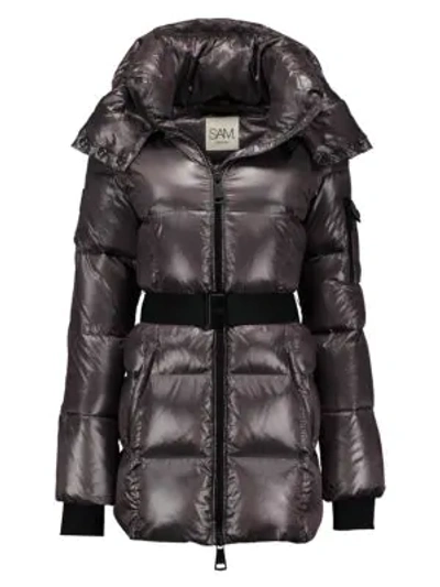 Sam Soho Belted Nylon Down Mid-length Jacket In Anthracite