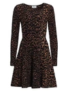 MILLY Textured Cheetah Print Fit & Flare Dress