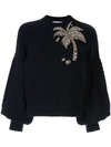 DICE KAYEK EMBELLISHED PALM TREE JUMPER