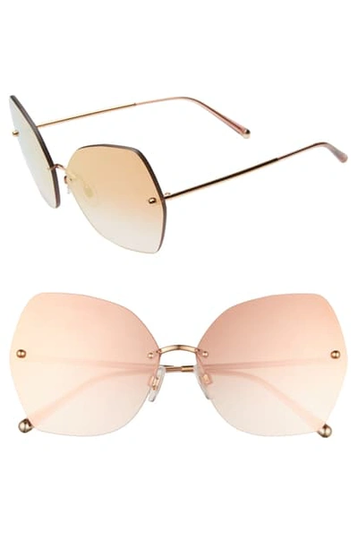 Dolce & Gabbana Lucia 64mm Mirrored Oversize Butterfly Sunglasses In Gold/ Pink Gradient Mirror