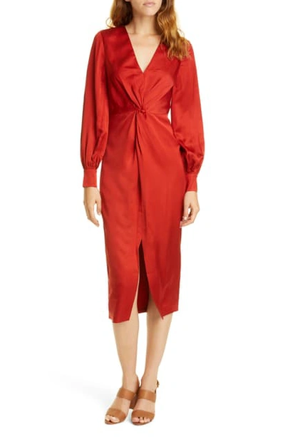 knee length dresses for ladies Short Sleeve Crew Neck Midi Dress With Pointelle And Rib | Maraiss main image 0