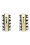 Lagos Sterling Silver & 18k Gold Signature Caviar Small Flute Hoop Earrings In Silver/ Gold