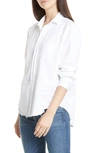Frank & Eileen Eileen Long-sleeve Button-front Cotton Shirt In White Tattered Wash Denim