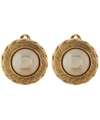 Designer Vintage 1990s Chanel Gilt Faux Pearl Clip-on Earrings In Gold