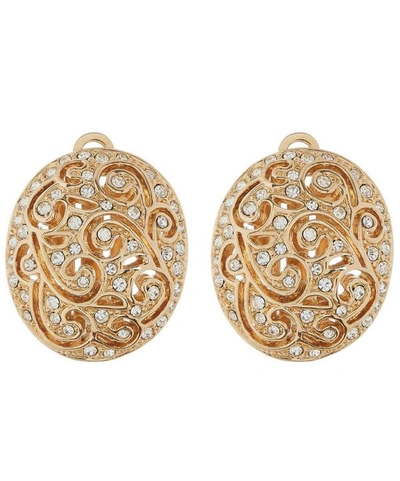 Designer Vintage 1980s Gilt Faux Diamond Clip-on Earrings In Gold