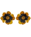 Designer Vintage 1950s Faux Enamel Zinnia Clip-on Earrings In Silver