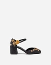 DOLCE & GABBANA FABRIC ANKLE-STRAP SHOES WITH EMBROIDERY