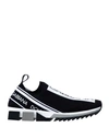 Dolce & Gabbana Black And White Runaway Knit Sneakers In Black