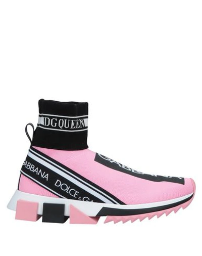 Dolce & Gabbana Sorrento Pink Stretch Jersey Hi- Top Slip-ons