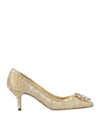 Dolce & Gabbana Rainbow Lace 60mm Brooch-detail Pumps In Gold