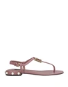 DOLCE & GABBANA DOLCE & GABBANA WOMAN TOE STRAP SANDALS PASTEL PINK SIZE 5.5 CALFSKIN,11718731GA 11