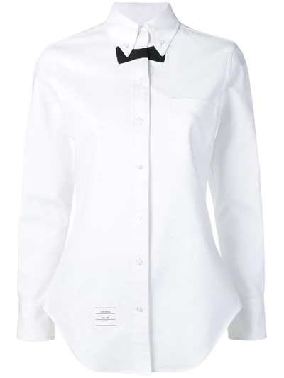 Thom Browne White Pique Trompe L'oeil Bow Tie Button Down Shirt