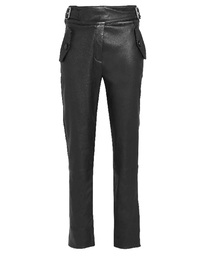 Veronica Beard Jania Leather Trousers In Black