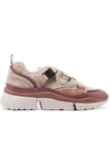 CHLOÉ SONNIE FELT, CANVAS, SUEDE AND LEATHER trainers