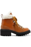 CHLOÉ BELLA SHEARLING-LINED LIZARD-EFFECT LEATHER ANKLE BOOTS