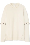 CHLOÉ CONVERTIBLE BUTTON-EMBELLISHED WOOL-BLEND SWEATER