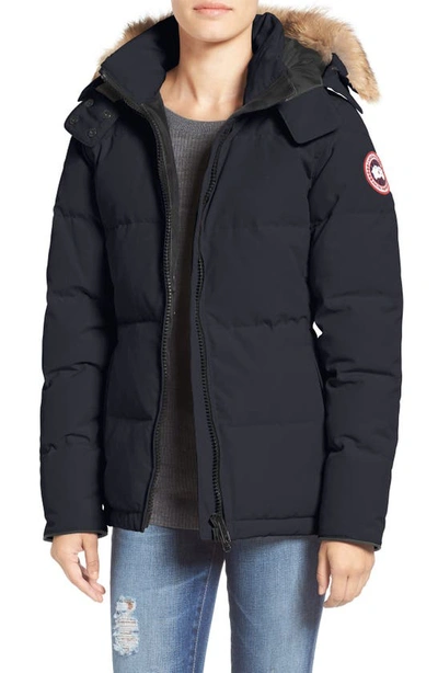 Canada Goose 'chelsea' Slim Fit Down Parka With Genuine Coyote Fur Trim In Navy