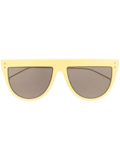 Fendi Eyewear 半圆框太阳眼镜 - 黄色 In Yellow