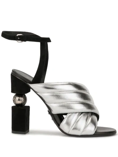 Balmain Jana Silver Laminated High Heel Sandals