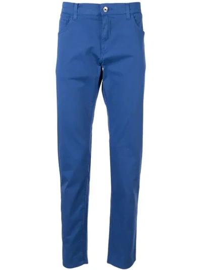 Dolce & Gabbana Embroidered Logo Cropped Trousers In Blue