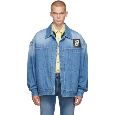 Raf Simons Faux Fur Lining Denim Jacket In 00043 Navy | ModeSens