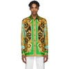 VERSACE VERSACE GREEN AND BLUE SILK BAROCCO HOMME SHIRT