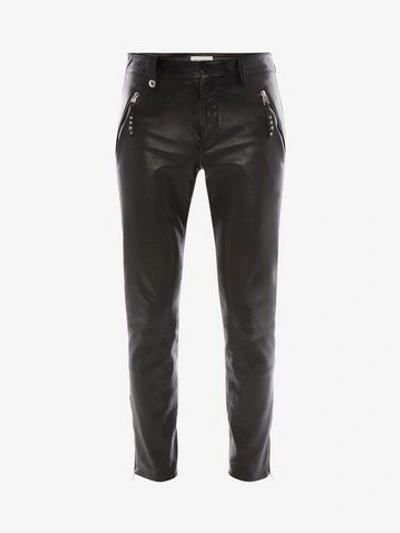 Alexander Mcqueen Leather Biker Pants In Black