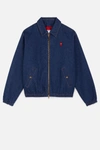 Ami Alexandre Mattiussi Padded Ami De Coeur Zipped Denim Jacket In Blue